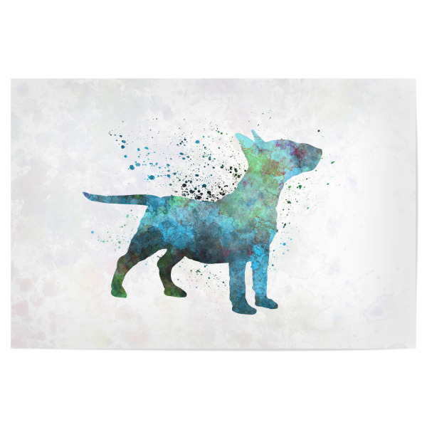 Poster 30x20 cm "Miniature Bull Terrier" artboxONE - Tiere,Abstrakt - Dog,Dogs,Pet,Animal,Mammal,Watercolor,Dog poster,Illustration,Abstract