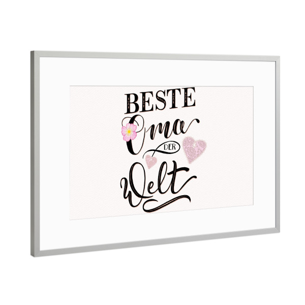 Poster mit Rahmen Silber "Weltbeste Oma" artboxONE - Typografie,Menschen,Liebe
