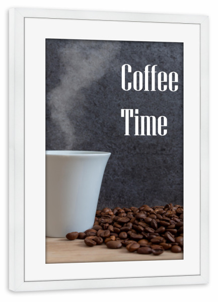 Poster mit Rahmen weiß "Coffee time by JArt" artboxONE - Essen & Trinken,Abstrakt,Menschen,Lustig