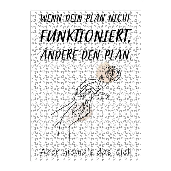 Puzzle Ravensburger "Ändere den Plan" artboxONE - Typografie - Ziel,Plan,ändern,Niemals,Nie,Hände,Blume,Rose,Funktionieren,Typo,Typografie