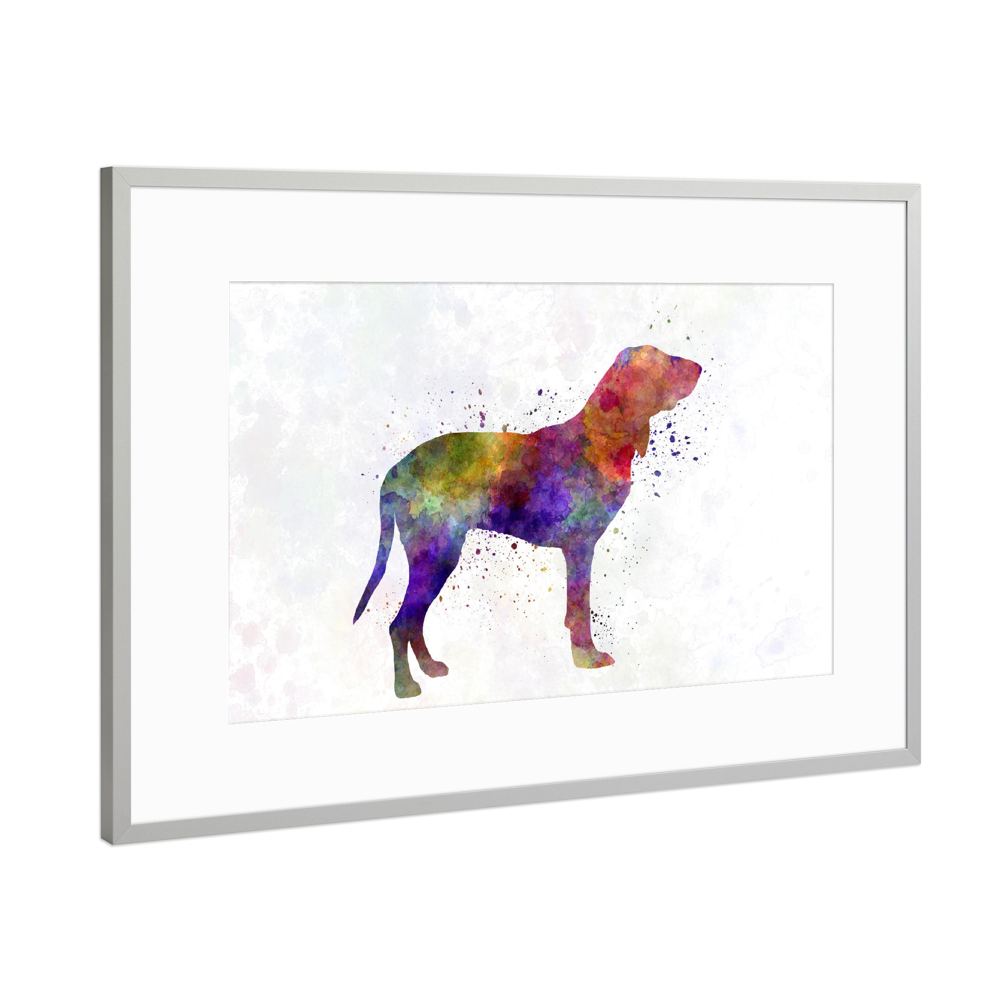 Poster mit Rahmen Silber "Gascon Saintongeois in watercolor" artboxONE - Tiere,Abstrakt