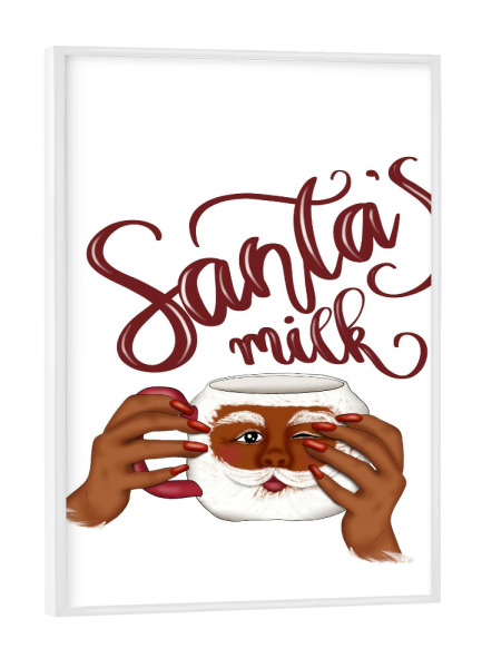 Poster mit weißem Rahmen "Santa's Milk" artboxONE - Für Kinder,Weihnachten,Für Mama,Festivals,Lustig