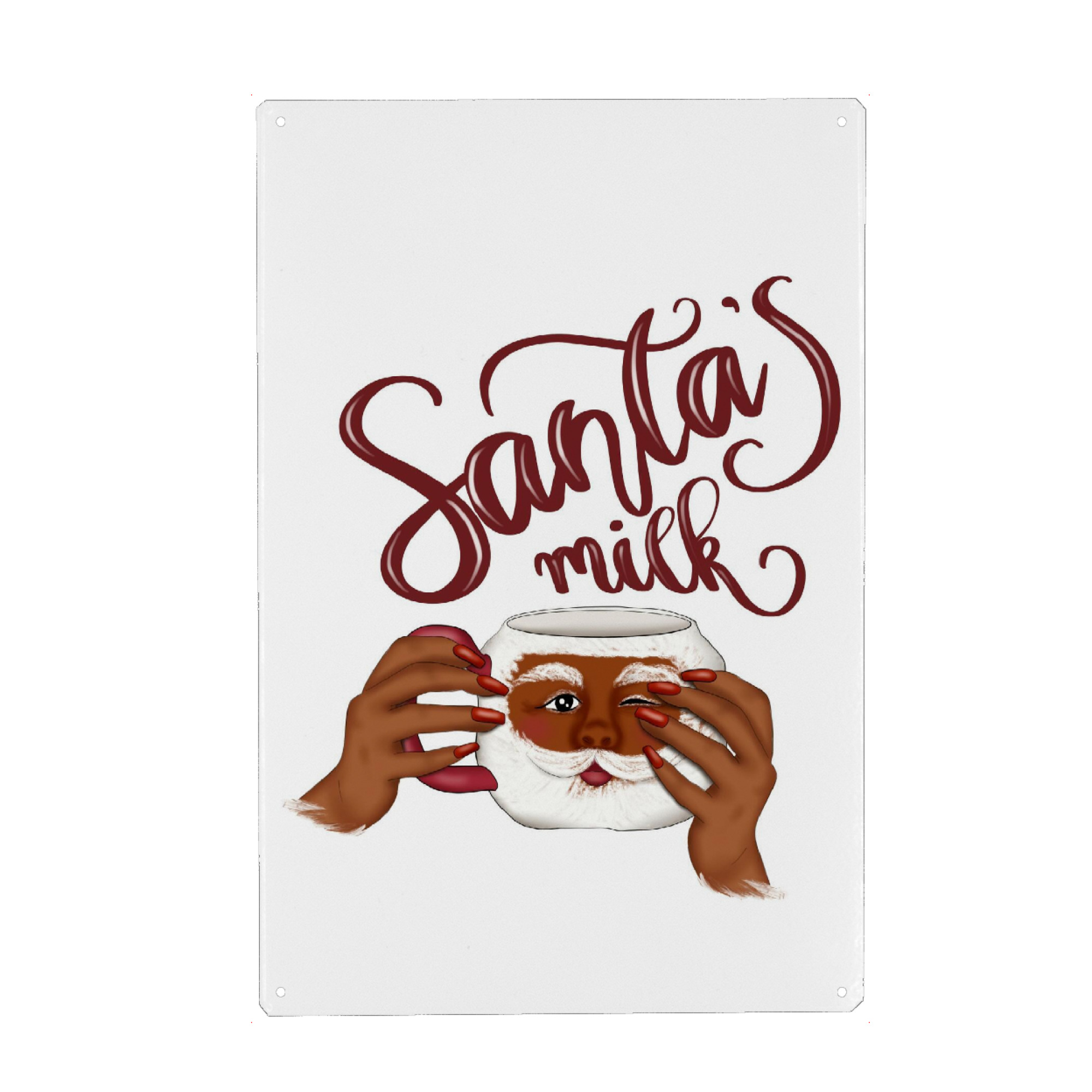 Holzbild "Santa's Milk" artboxONE - Für Kinder,Weihnachten,Für Mama,Festivals,Lustig