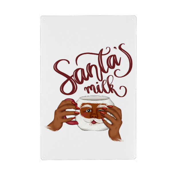 Metall Poster "Santa's Milk" artboxONE - Für Kinder,Weihnachten,Für Mama,Festivals,Lustig
