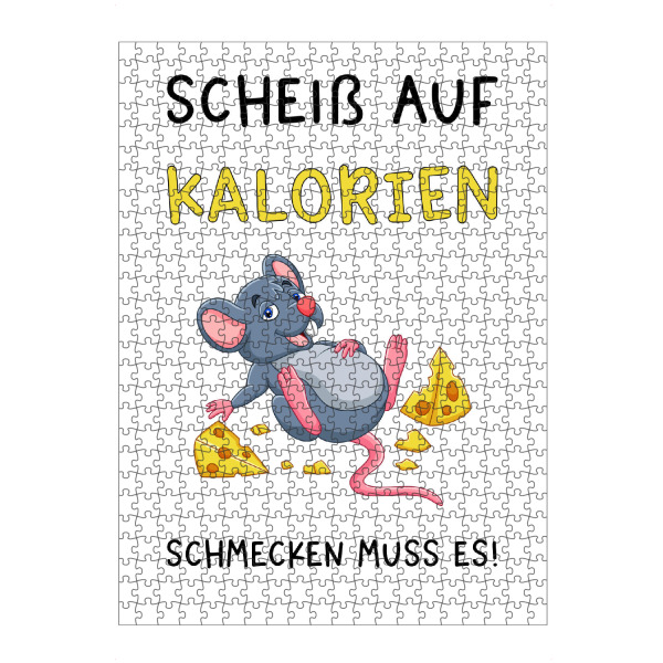 Puzzle Ravensburger "Scheiß auf Kalorien" artboxONE - Typografie,Tiere,Essen & Trinken,Lustig - Kalorien,Maus,Käse,Essen,Küche,Hunger,Satt