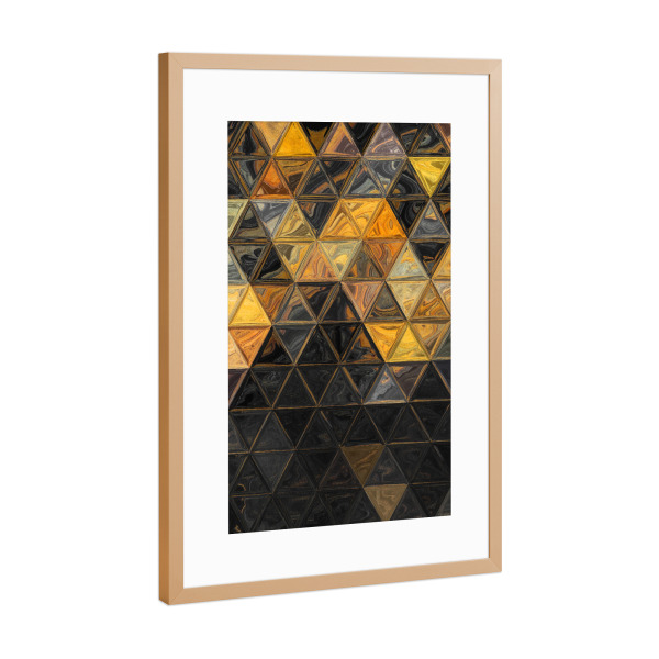 Poster mit Rahmen Kupfer "Mosaic black orange gold" artboxONE - Abstrakt,Geometrie