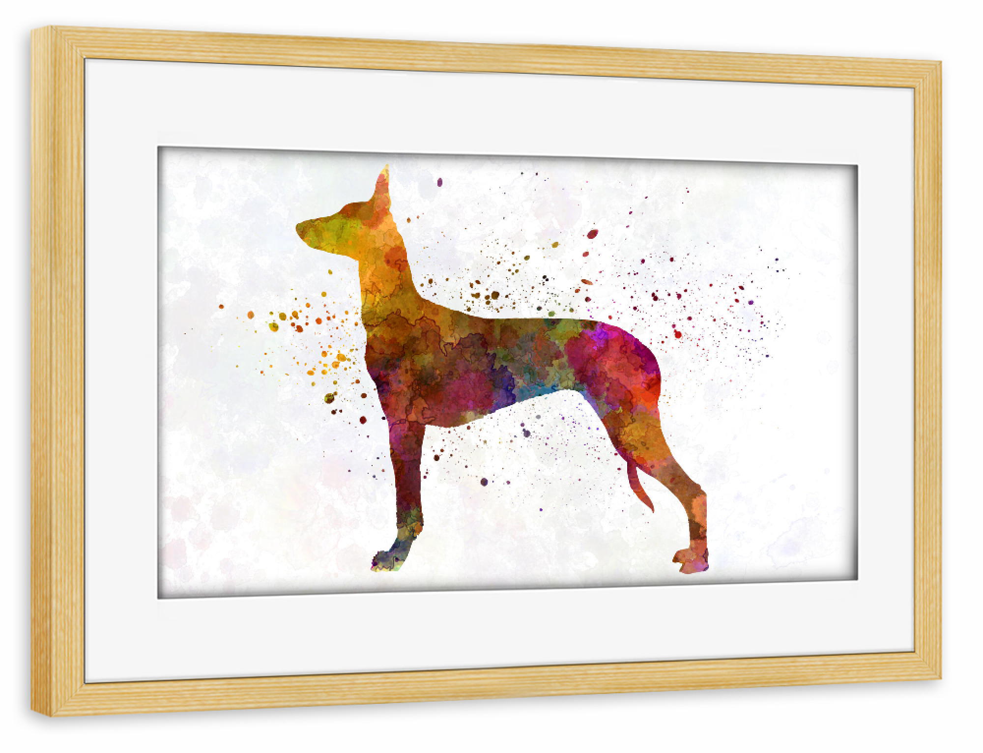 Poster mit Rahmen kiefer "Pharaoh Hound" artboxONE - Tiere,Abstrakt - Dog,Dogs,Pet,Animal,Mammal,Watercolor,Dog poster,Illustration,Abstract,Hund,Tier
