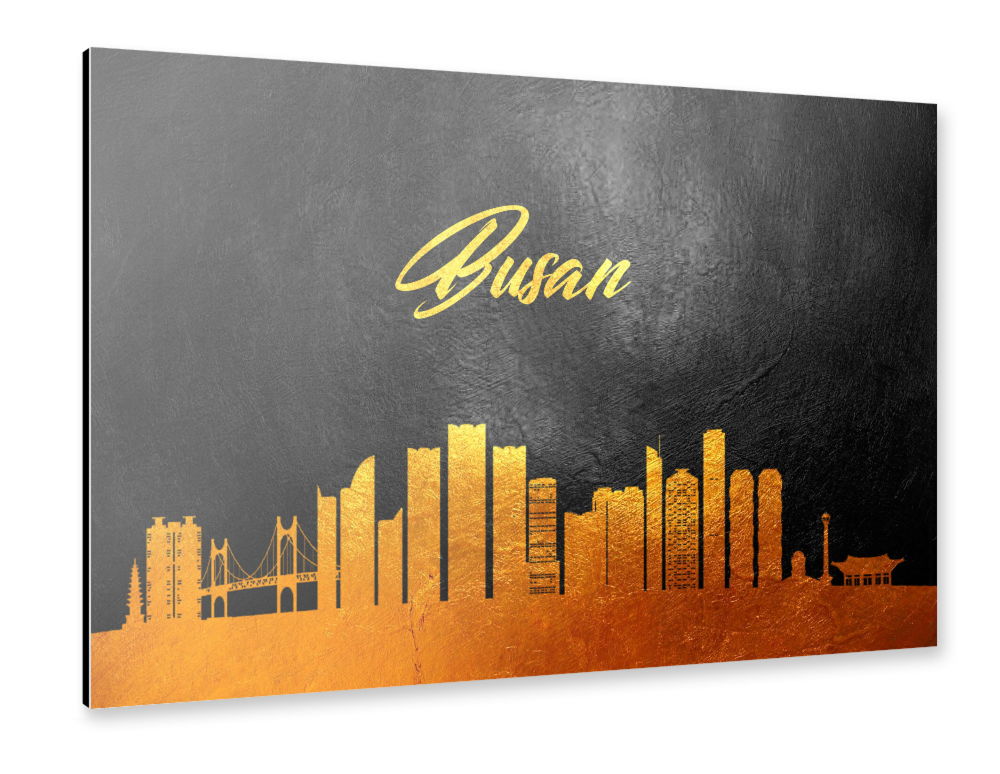 Alu-Dibond "Busan South Korea Gold Skyline" 30x20 cm artboxONE