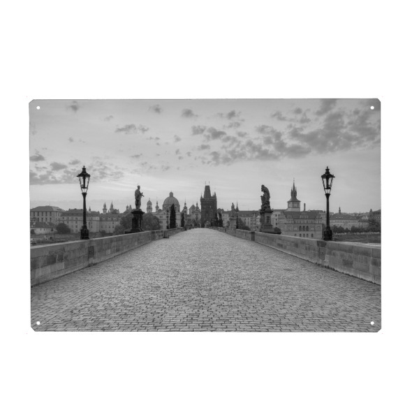 Holzbild "Karlsbrücke Prag schwarz-weiß" artboxONE - Reise,Architektur,Städte / Prag