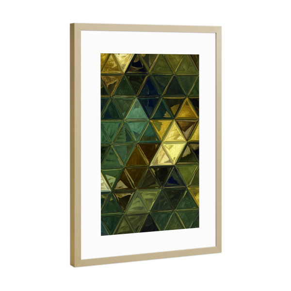 Poster mit Rahmen Gold "Mosaic green yellow" artboxONE - Abstrakt,Geometrie