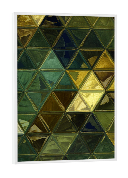 Poster mit weißem Rahmen "Mosaic green yellow" artboxONE - Abstrakt,Geometrie