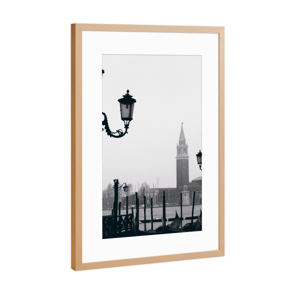 Poster mit Rahmen Kupfer "Venezia San Giorgio schwarzweiß" artboxONE - Reise,Schwarzweiß,Reise / Strand und Meer,Städte / Venedig,Reise / Länder
