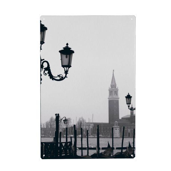Metall Poster "Venezia San Giorgio schwarzweiß" artboxONE - Reise,Schwarzweiß,Reise / Strand und Meer,Städte / Venedig,Reise / Länder