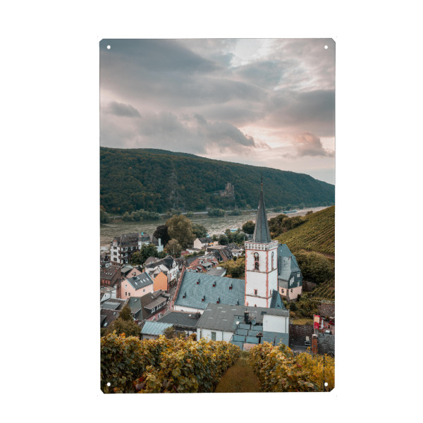 Metall Poster "Assmannshausen Kirche" artboxONE - Städte,Natur