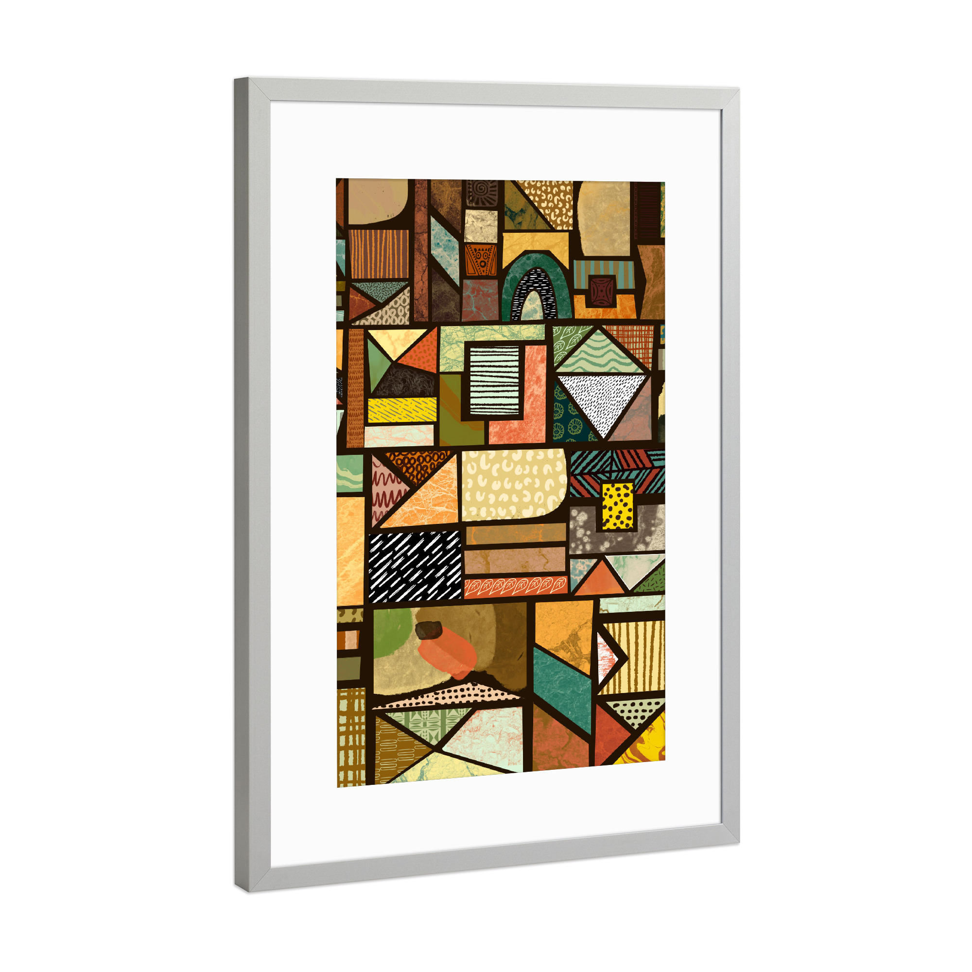 Poster mit Rahmen Silber "Kenya Art Design" artboxONE - Geometrie,Reise / Afrika