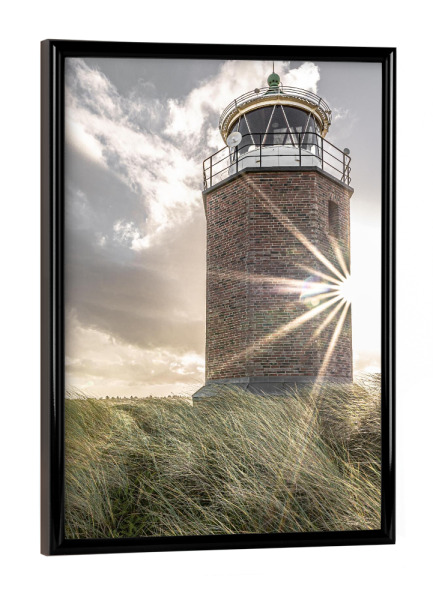 Poster mit schwarzem Rahmen "Quermarkenfeuer im Gegenlicht" artboxONE - Reise / Strand und Meer
