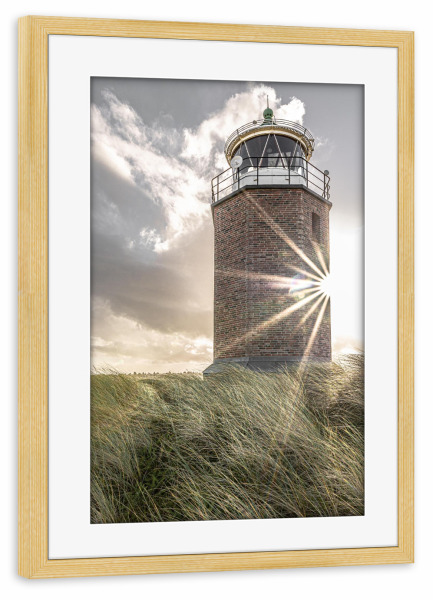 Poster mit Rahmen kiefer "Quermarkenfeuer im Gegenlicht" artboxONE - Reise / Strand und Meer