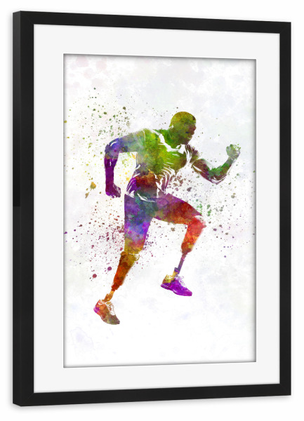 Poster mit Rahmen schwarz "Paralimpic runner in watercolor-b" artboxONE - Abstrakt,Sport