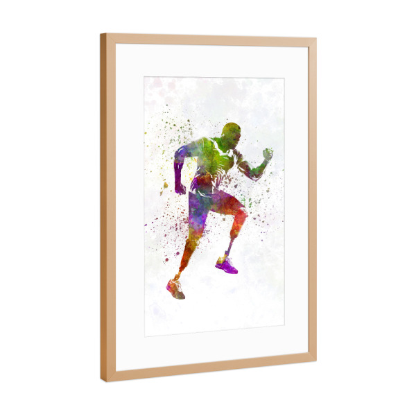 Poster mit Rahmen Kupfer "Paralimpic runner in watercolor-b" artboxONE - Abstrakt,Sport