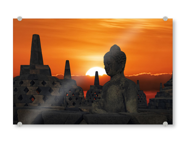 Acrylglasbild "Borobudur Sunset" artboxONE - Städte,Reise,Architektur,Reise / Asien,Reise / Länder