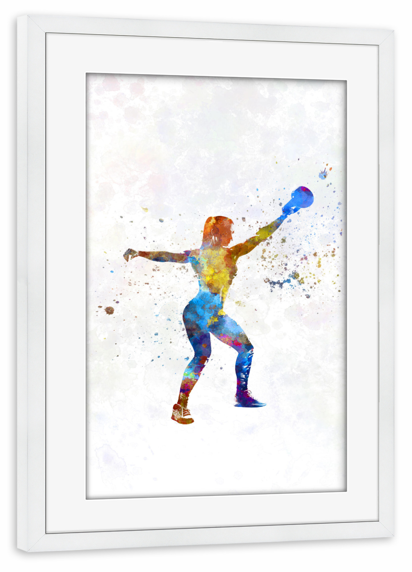 Poster mit Rahmen weiß "Practicing fitness in watercolor-d" artboxONE - Abstrakt,Sport