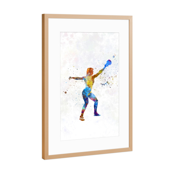 Poster mit Rahmen Kupfer "Practicing fitness in watercolor-d" artboxONE - Abstrakt,Sport