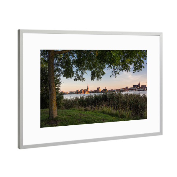 Poster mit Rahmen Silber "Baum, Schilf, Warnow" artboxONE - Natur,Reise,Architektur,Städte / Weitere