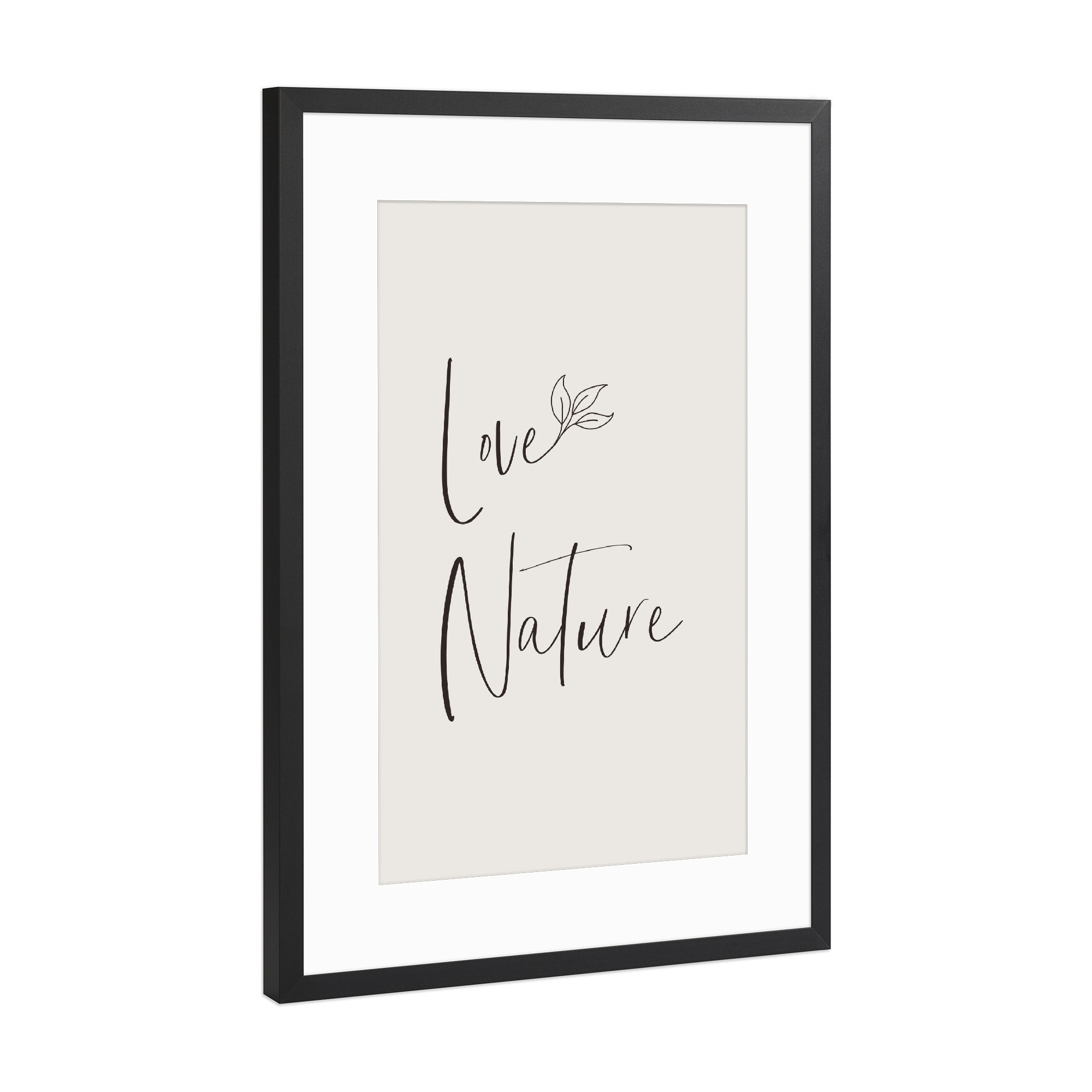 Poster mit Rahmen Schwarz (Metallic) "Naturliebe" artboxONE - Typografie,Natur