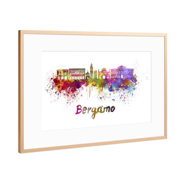Poster mit Rahmen Kupfer "BERGAMO skyline in watercolor-b" artboxONE - Städte,Reise,Abstrakt,Architektur