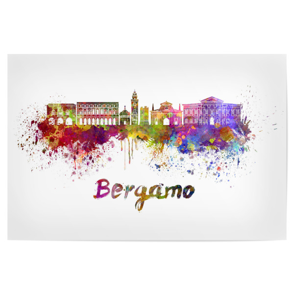 Poster "BERGAMO skyline in watercolor-b" artboxONE - Städte,Reise,Abstrakt,Architektur