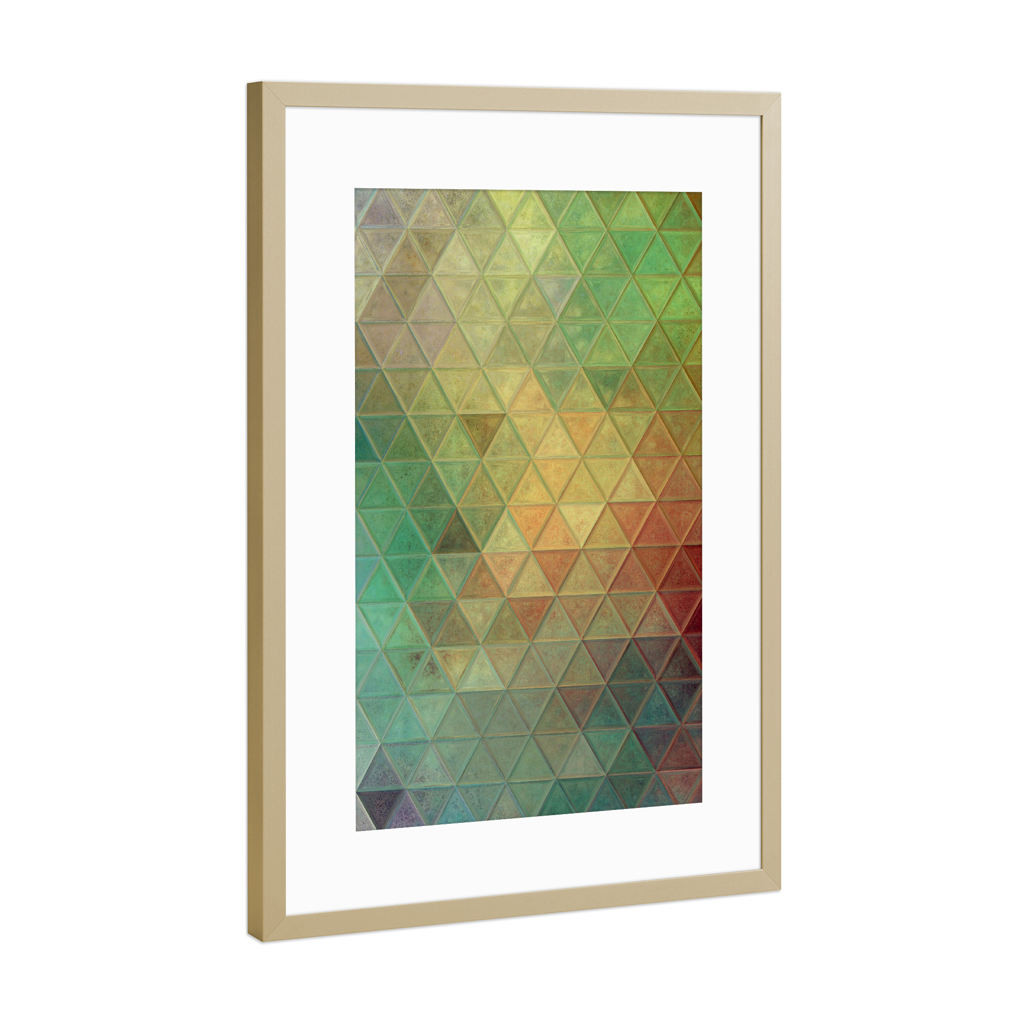 Poster mit Rahmen Gold "Mosaic yellow green blue" artboxONE - Abstrakt,Geometrie