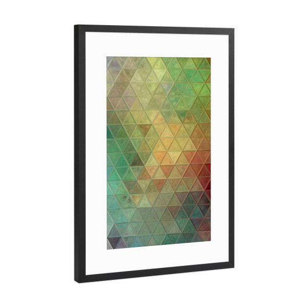 Poster mit Rahmen Schwarz (Metallic) "Mosaic yellow green blue" artboxONE - Abstrakt,Geometrie