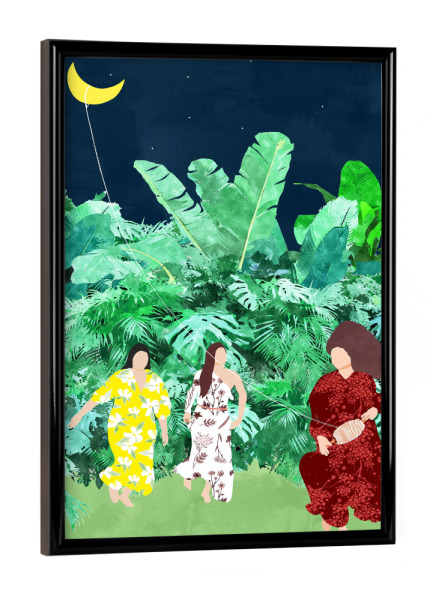 Poster mit schwarzem Rahmen "The Moon Kite" artboxONE - Menschen