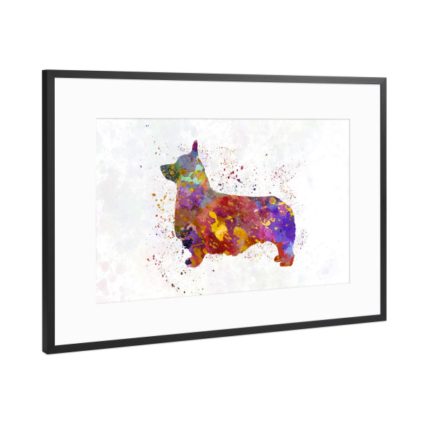 Poster mit Rahmen Schwarz (Metallic) "Pembroke Welsh Corgi" artboxONE - Tiere,Abstrakt