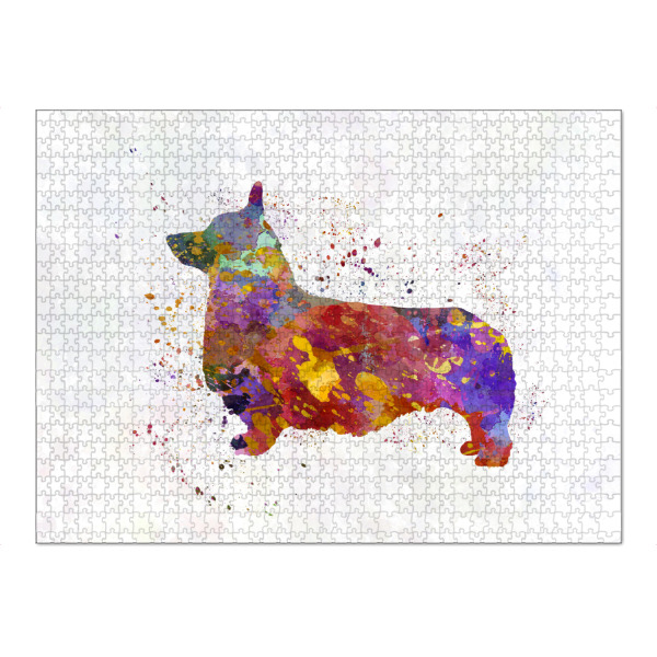 Puzzle Ravensburger "Pembroke Welsh Corgi" artboxONE - Tiere,Abstrakt - Dog,Dogs,Pet,Animal,Mammal,Watercolor,Dog poster,Illustration,Abstract