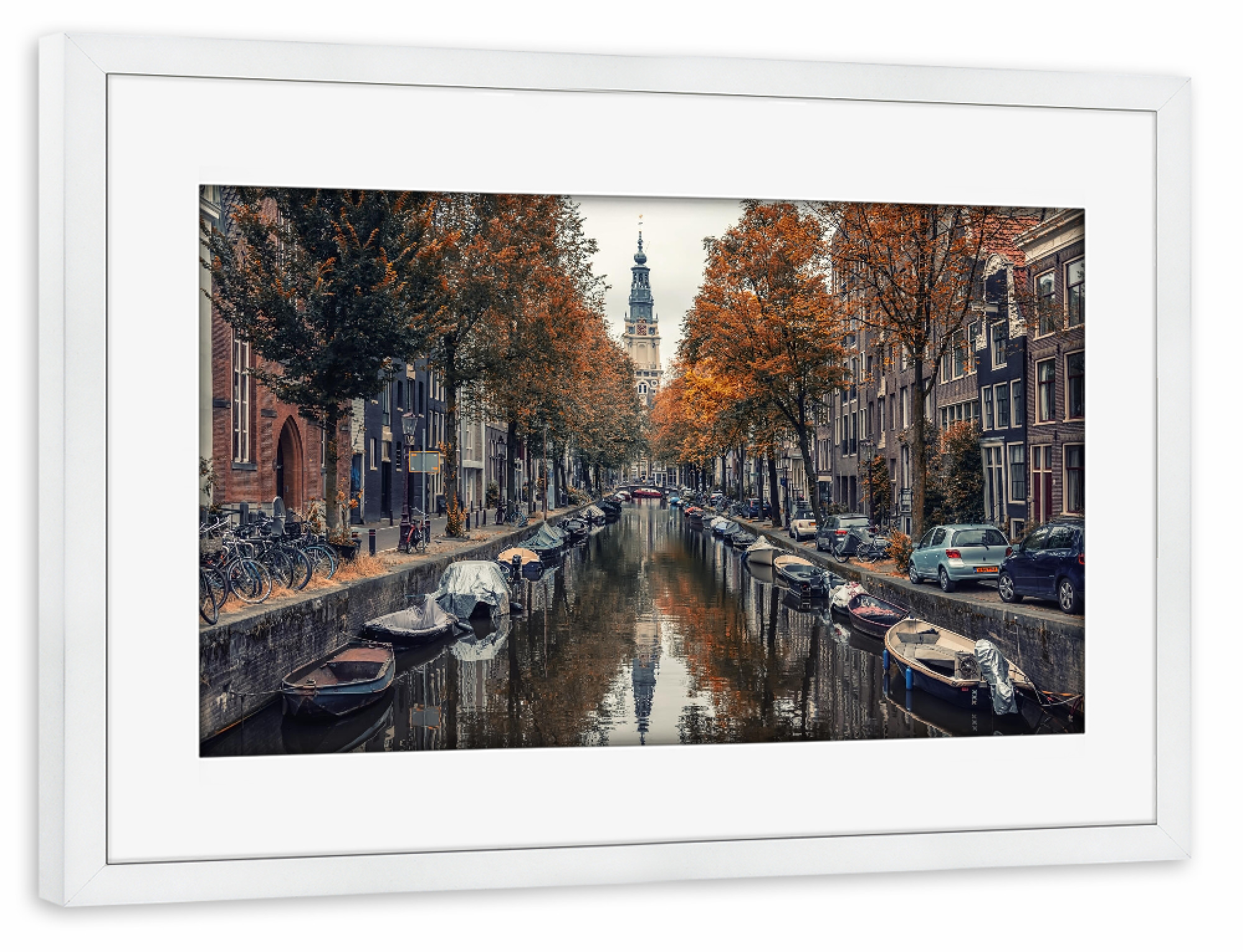 Poster mit Rahmen weiß "Autumn In Amsterdam" artboxONE - Städte,Reise,Architektur,Reise / Länder,Städte / Amsterdam