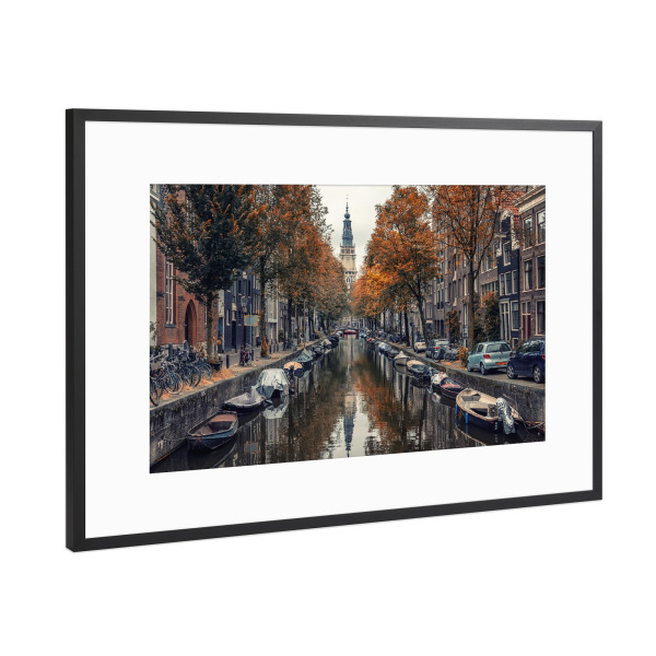 Poster mit Rahmen Schwarz (Metallic) "Autumn In Amsterdam" artboxONE - Städte,Reise,Architektur,Reise / Länder,Städte / Amsterdam
