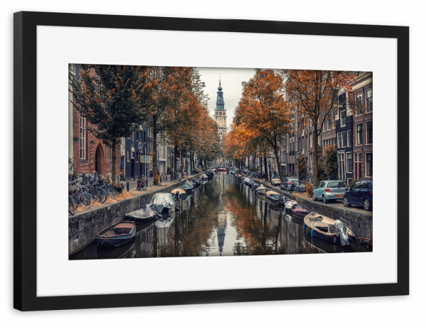 Poster mit Rahmen schwarz "Autumn In Amsterdam" artboxONE - Städte,Reise,Architektur,Reise / Länder,Städte / Amsterdam