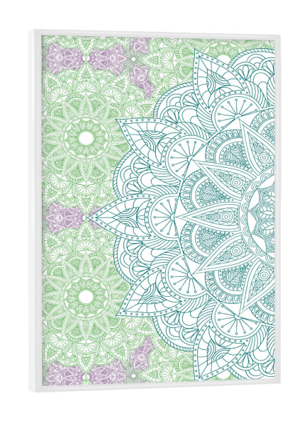 Poster mit weißem Rahmen "Mandala Cyan" artboxONE - Natur,Abstrakt - Mandala,Yoga,Vector,Boho,Fancy,Arabic,Abstract,Nature