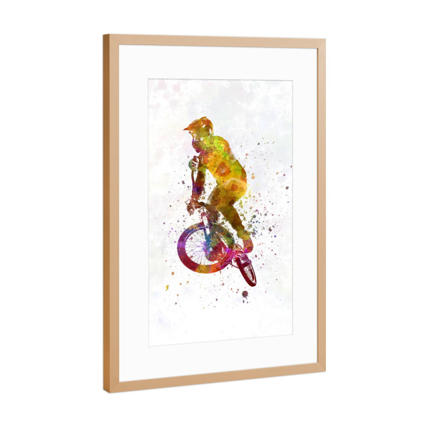 Poster mit Rahmen Kupfer "Bmx cyclist in watercolor-f" artboxONE - Abstrakt,Sport