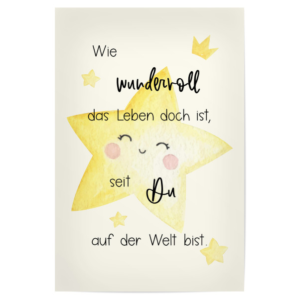 Poster 30x20 cm "Wie wundervoll das Leben ist" artboxONE - Typografie,Für Kinder,Comic,Liebe