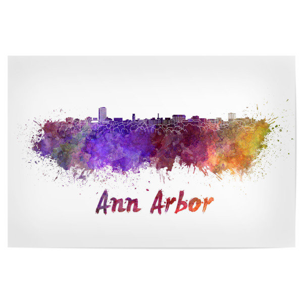 Poster 30x20 cm "ANN ARBOR Skyline in watercolor-b" artboxONE - Städte,Reise,Abstrakt,Architektur