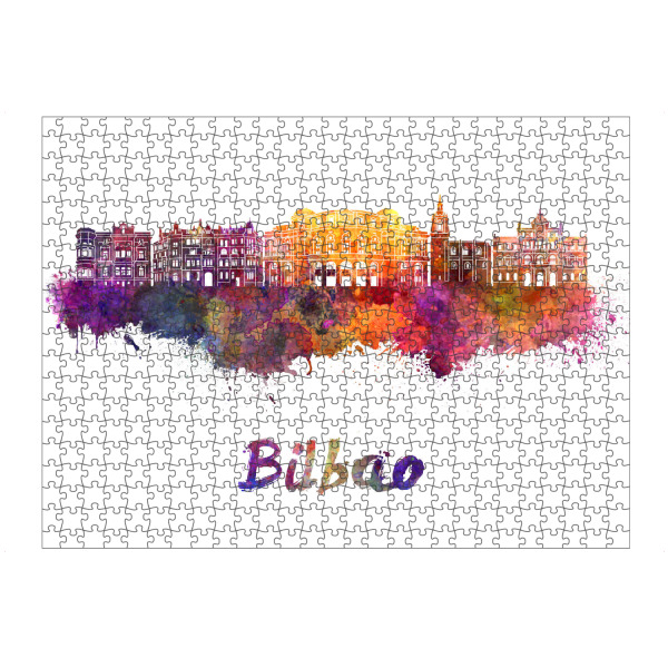 Puzzle Ravensburger "BILBAO skyline in watercolor-b" artboxONE - Städte,Reise,Abstrakt,Architektur