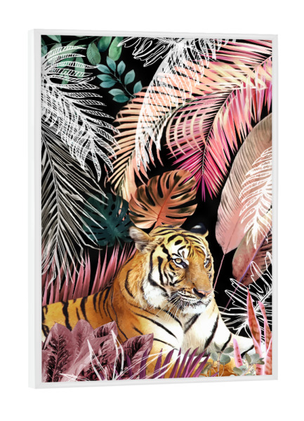 Poster mit weißem Rahmen "Night Jungle Tiger" artboxONE - Natur,Tiere