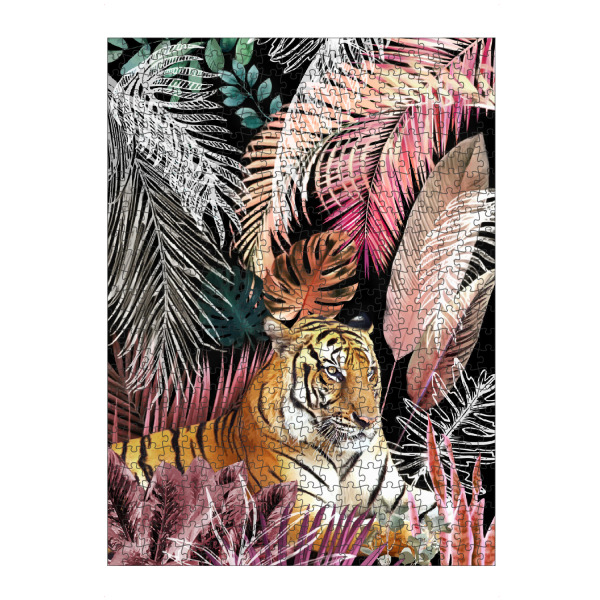 artboxONE Puzzle "Night Jungle Tiger" artboxONE - Natur,Tiere - Safari,Leopard,Tropisch,Laub,Palme,Im freien,Stufe,Tier,Tiger,Natur,Natur,Dschungel