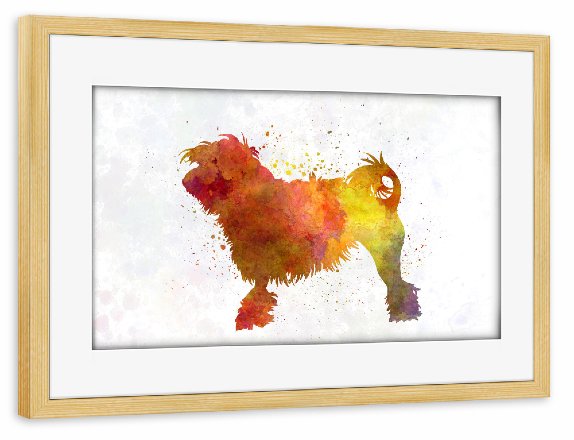 Poster mit Rahmen kiefer "Little Lion Dog in watercolor" artboxONE - Tiere,Abstrakt