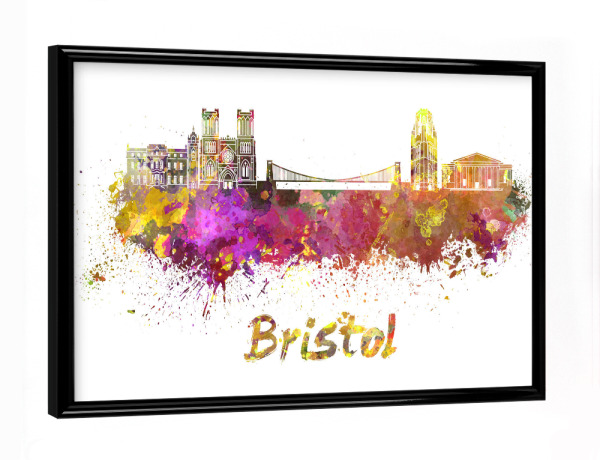 Poster mit schwarzem Rahmen "BRISTOL skyline in watercolor-b" artboxONE - Städte,Reise,Abstrakt,Architektur