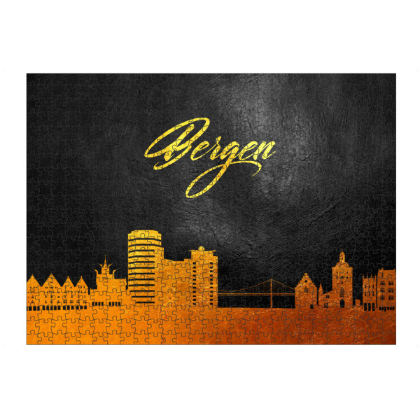 Puzzle Ravensburger "Bergen Norway Gold Skyline" artboxONE - Städte - Norway,Gold,Skyline,Stadt,City,Norwegen - Bild norway