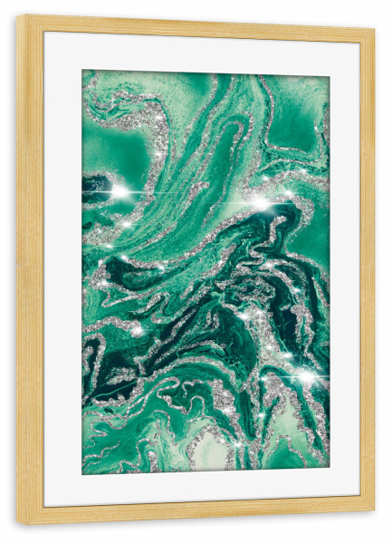 Poster mit Rahmen kiefer "Green Malachite Pattern" artboxONE - Natur,Abstrakt,Fashion,Marmor