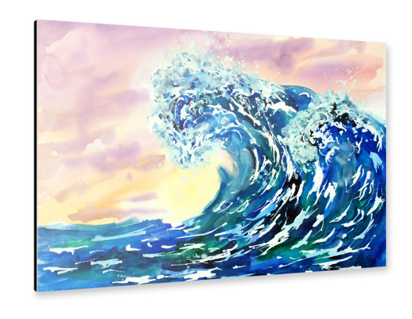 Alu-Dibond "Große Wellen vor Sonnenuntergang" 30x20 cm artboxONE